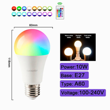 Smart RGBW Ambient Bulbs – 16+ Colors, Multi - Base, Remote - Controlled - Zeenova