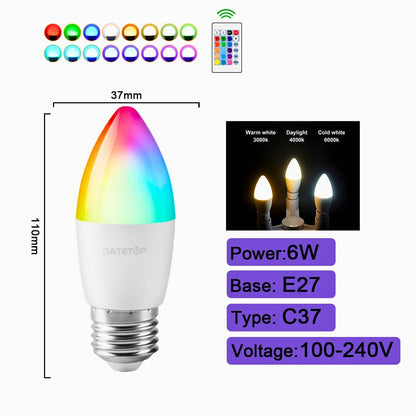 Smart RGBW Ambient Bulbs – 16+ Colors, Multi - Base, Remote - Controlled - Zeenova