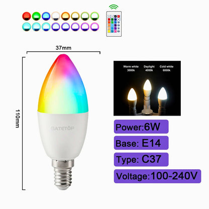 Smart RGBW Ambient Bulbs – 16+ Colors, Multi - Base, Remote - Controlled - Zeenova